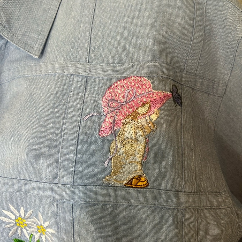 Vintage Embroidered Blue Button Down Shirt - Picture 6 of 15
